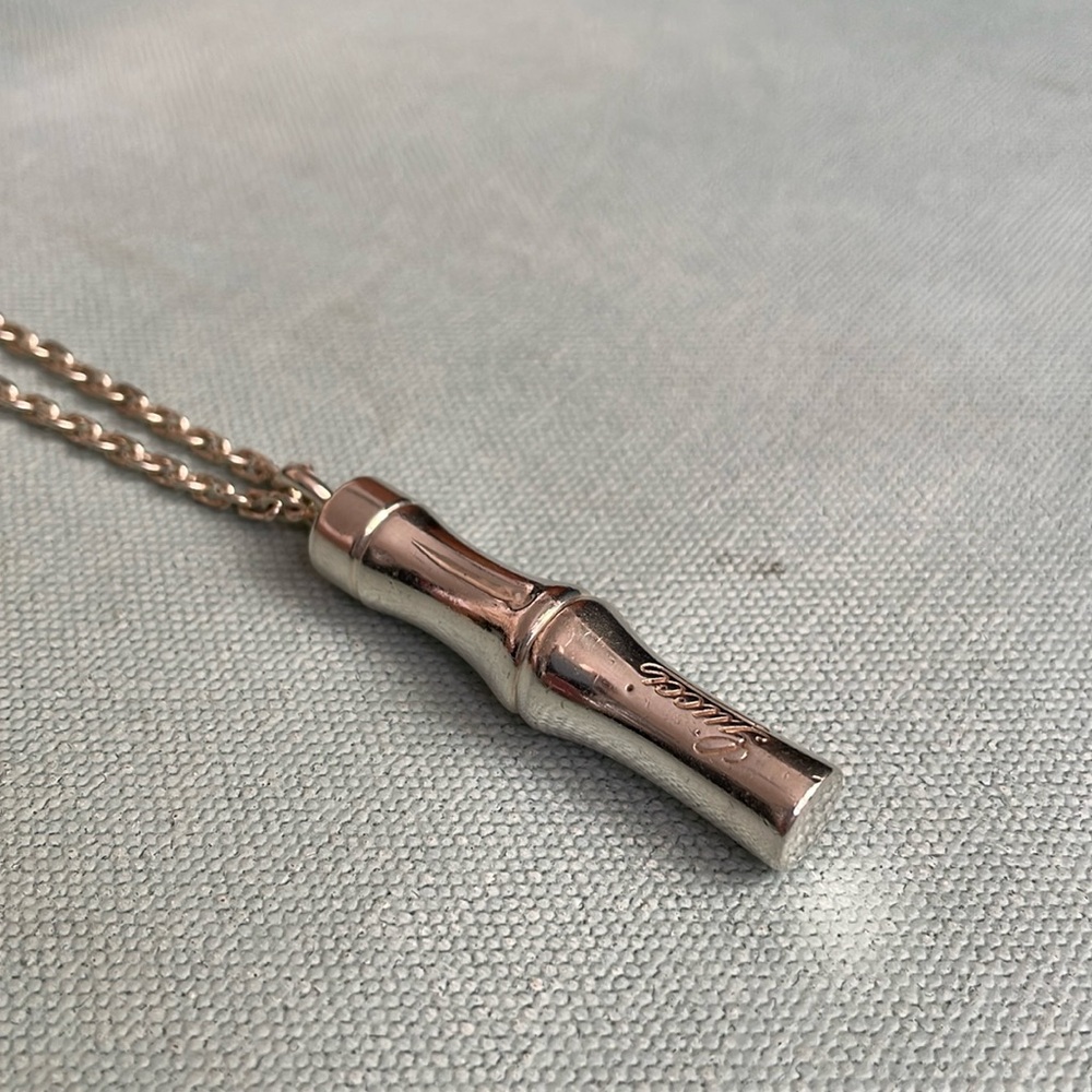 Authentic Gucci Silver Bamboo Pendant with Chain - Picture 11 of 16